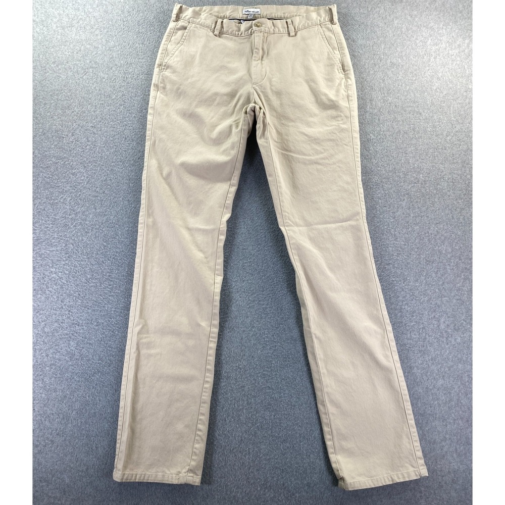 Peter Millar Crown Pants Men's 34 Khaki Chino Pima Cotton Golf Casual ME0B06